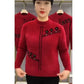 Jersey de punto estampado de cuello alto para mujer