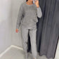 🎅Navidad 50% de descuento💥Conjunto de 2 piezas de sudadera y pantalón casual de mujer con purpurina y pedrería