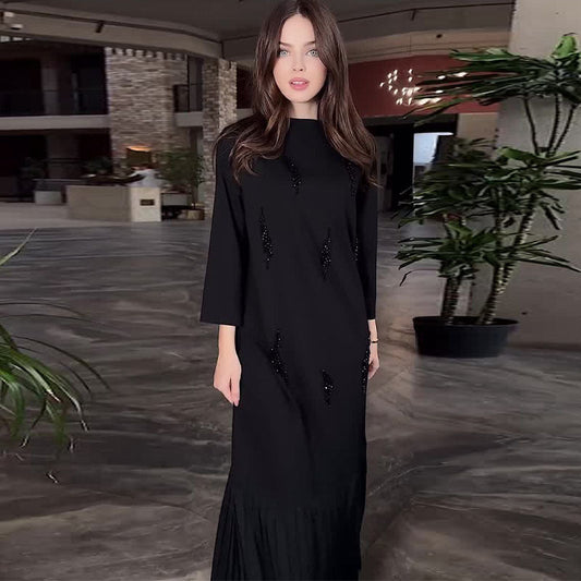 Elegante vestido hasta los tobillos con lentejuelas y cuello redondo🛒🔥envío gratis🔥