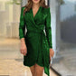 [Mejor regalo para ella] Vestido sexy de cintura con color sólido y lentejuelas y a la moda para mujer