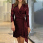 [Mejor regalo para ella] Vestido sexy de cintura con color sólido y lentejuelas y a la moda para mujer
