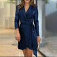 [Mejor regalo para ella] Vestido sexy de cintura con color sólido y lentejuelas y a la moda para mujer