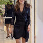 [Mejor regalo para ella] Vestido sexy de cintura con color sólido y lentejuelas y a la moda para mujer
