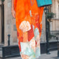 Vestido largo holgado con estampado floral y media manga