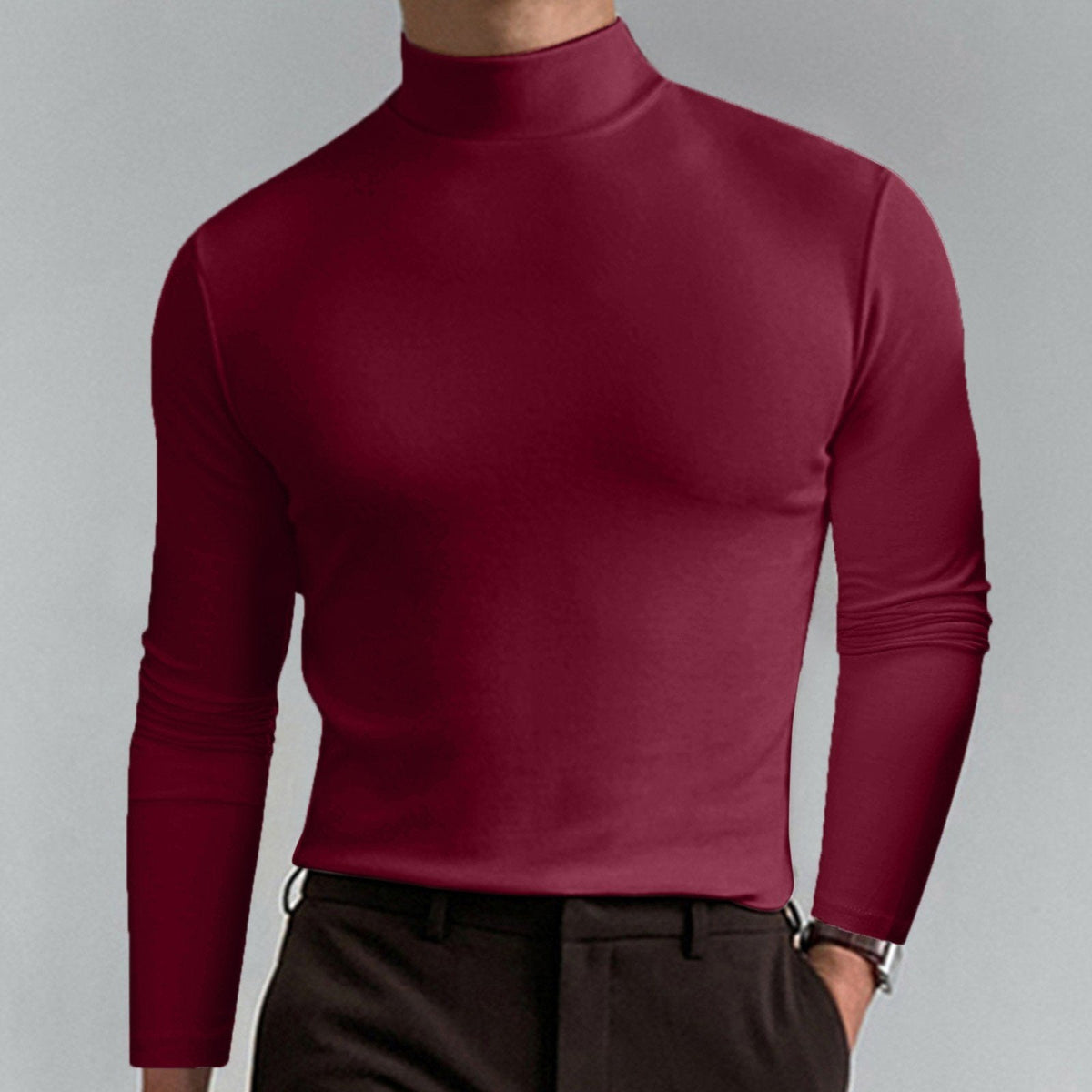 🔥¡60% de descuento! Camiseta de cuello alto Ultimate Comfort para hombre: elástica, transpirable y ajustada, ideal para el gimnasio y uso diario.