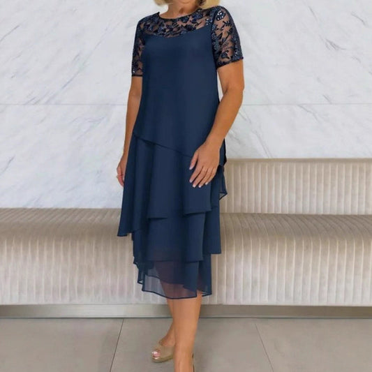 👗✨ Vestido Midi de Malla en Capas para Mujer 💫 Ligero, Elegante y con Movimiento | Silueta Favorecedora💖