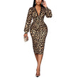 🔥 50% DE DESCUENTO 🔥 Vestido Leopardo para Mujer 🐆✨ | Escote en V, Manga Linterna y Largo Medio 💃 Elegante, Sexy y Favorecedor 🔥
