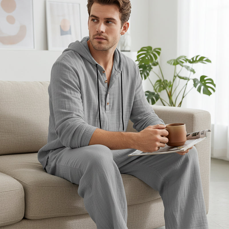 Conjunto de 2 piezas de top y pantalón casual holgado con capucha para hombre