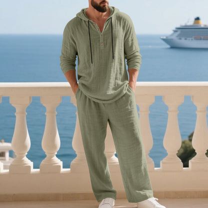 Conjunto de 2 piezas de top y pantalón casual holgado con capucha para hombre