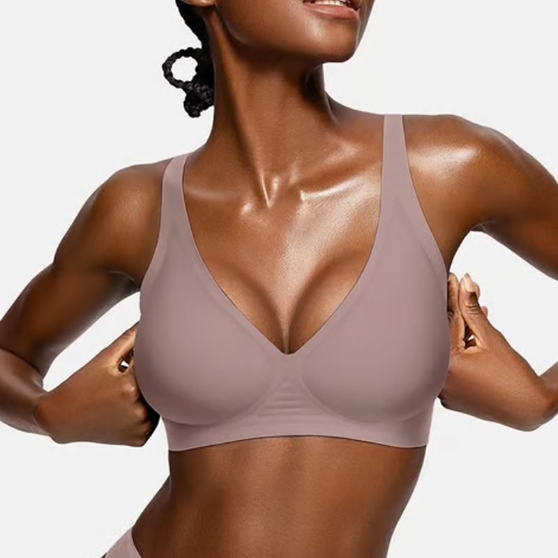 🔥Por tiempo limitado 50% de descuento🔥  Brasier Sin Aros Push-up con Escote Profundo en V y Diseño Invisible