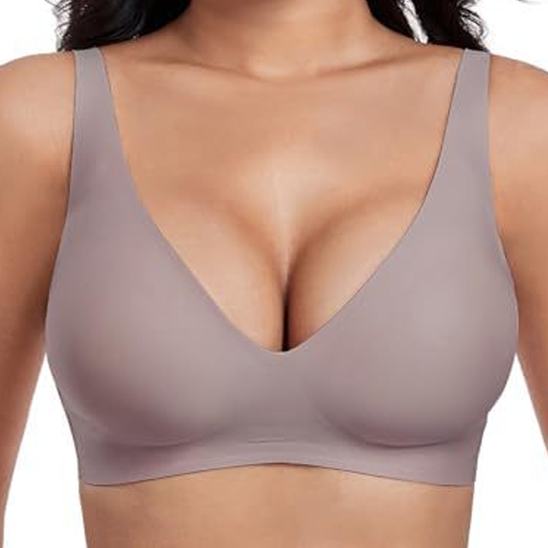 🔥Por tiempo limitado 50% de descuento🔥  Brasier Sin Aros Push-up con Escote Profundo en V y Diseño Invisible