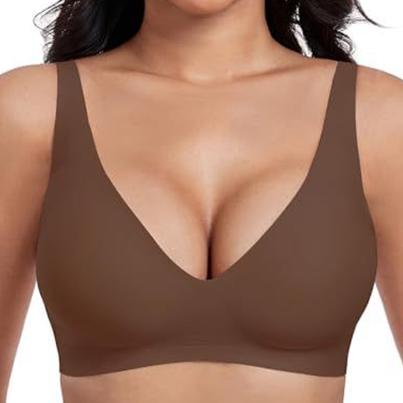 🔥Por tiempo limitado 50% de descuento🔥  Brasier Sin Aros Push-up con Escote Profundo en V y Diseño Invisible