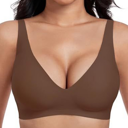 🔥Por tiempo limitado 50% de descuento🔥  Brasier Sin Aros Push-up con Escote Profundo en V y Diseño Invisible