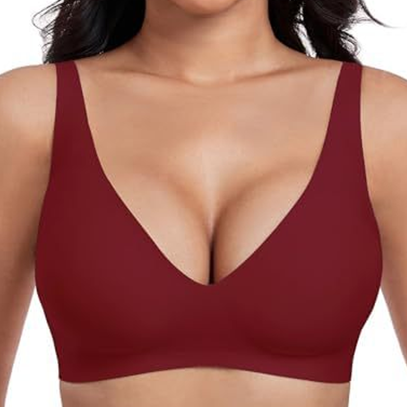 🔥Por tiempo limitado 50% de descuento🔥  Brasier Sin Aros Push-up con Escote Profundo en V y Diseño Invisible
