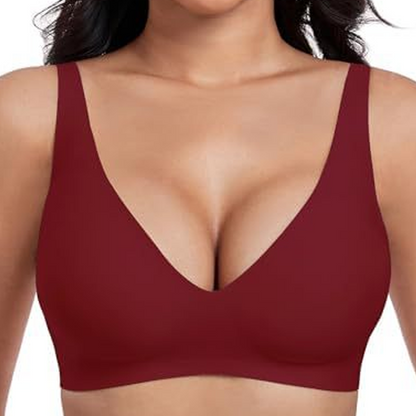 🔥Por tiempo limitado 50% de descuento🔥  Brasier Sin Aros Push-up con Escote Profundo en V y Diseño Invisible