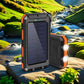 🔥 Carregador portátil solar de 10 000 mAh, carregador alimentado a energia solar com duas lanternas LED, carregador portátil para viagens e acampamentos