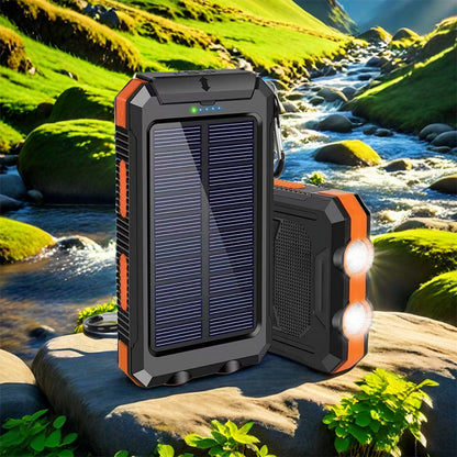 🔥 Carregador portátil solar de 10 000 mAh, carregador alimentado a energia solar com duas lanternas LED, carregador portátil para viagens e acampamentos
