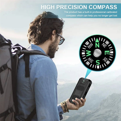 🔥 Carregador portátil solar de 10 000 mAh, carregador alimentado a energia solar com duas lanternas LED, carregador portátil para viagens e acampamentos