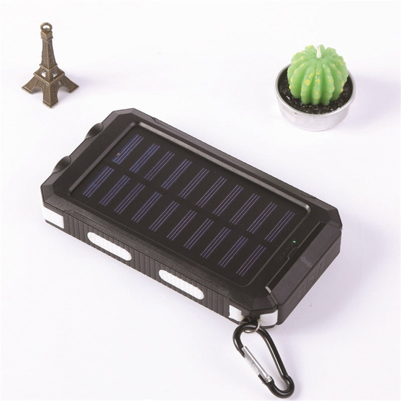 🔥 Carregador portátil solar de 10 000 mAh, carregador alimentado a energia solar com duas lanternas LED, carregador portátil para viagens e acampamentos