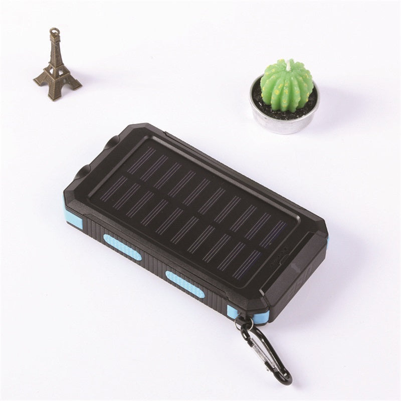 🔥 Carregador portátil solar de 10 000 mAh, carregador alimentado a energia solar com duas lanternas LED, carregador portátil para viagens e acampamentos