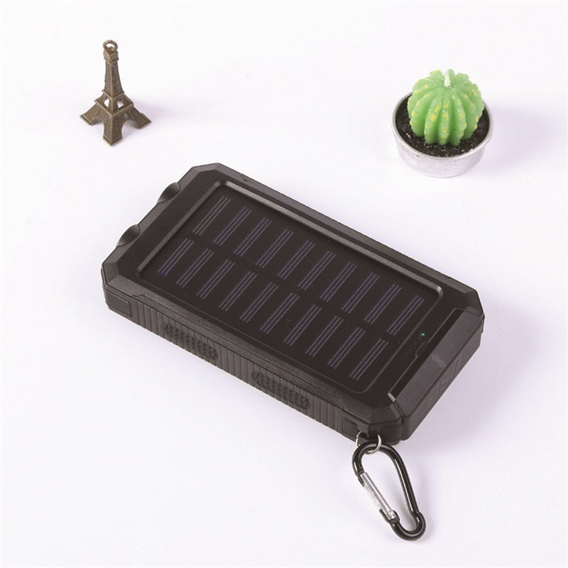 🔥 Carregador portátil solar de 10 000 mAh, carregador alimentado a energia solar com duas lanternas LED, carregador portátil para viagens e acampamentos