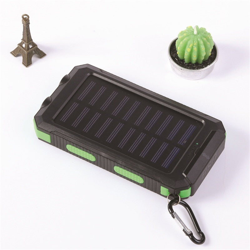 🔥 Carregador portátil solar de 10 000 mAh, carregador alimentado a energia solar com duas lanternas LED, carregador portátil para viagens e acampamentos