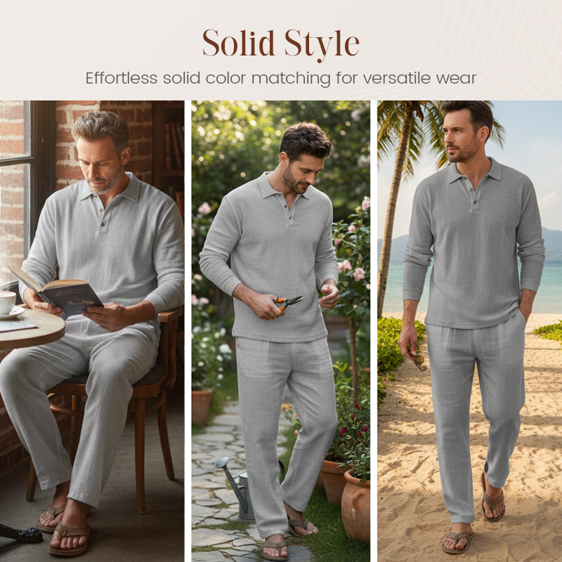 Conjunto Casual de 2 Piezas para Hombre en Mezcla de Lino