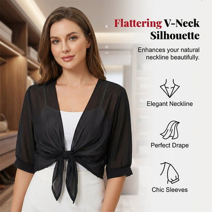 👚 60% OFF NOW! ⏳ Women's Chiffon Tie-Front Top – Summer layering essential – Lightweight, breathable & perfect for beach or brunch 🌸