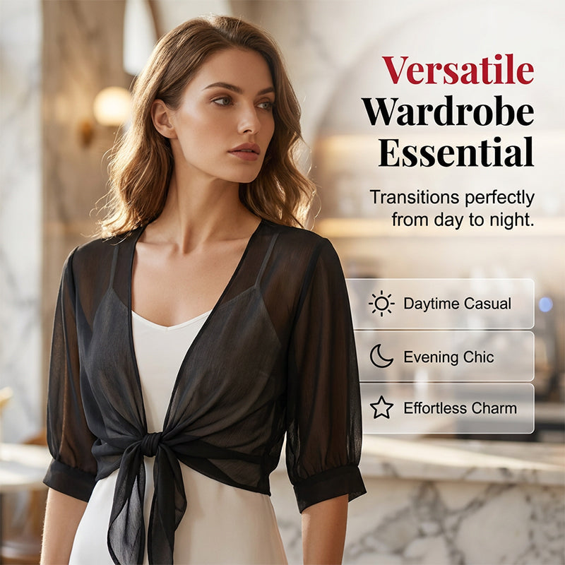 👚 60% OFF NOW! ⏳ Women's Chiffon Tie-Front Top – Summer layering essential – Lightweight, breathable & perfect for beach or brunch 🌸