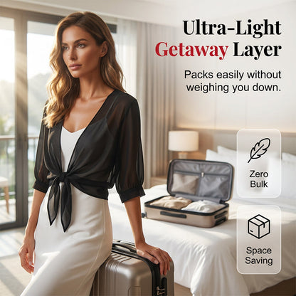 👚 60% OFF NOW! ⏳ Women's Chiffon Tie-Front Top – Summer layering essential – Lightweight, breathable & perfect for beach or brunch 🌸