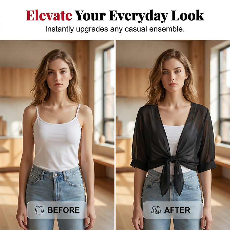 👚 60% OFF NOW! ⏳ Women's Chiffon Tie-Front Top – Summer layering essential – Lightweight, breathable & perfect for beach or brunch 🌸