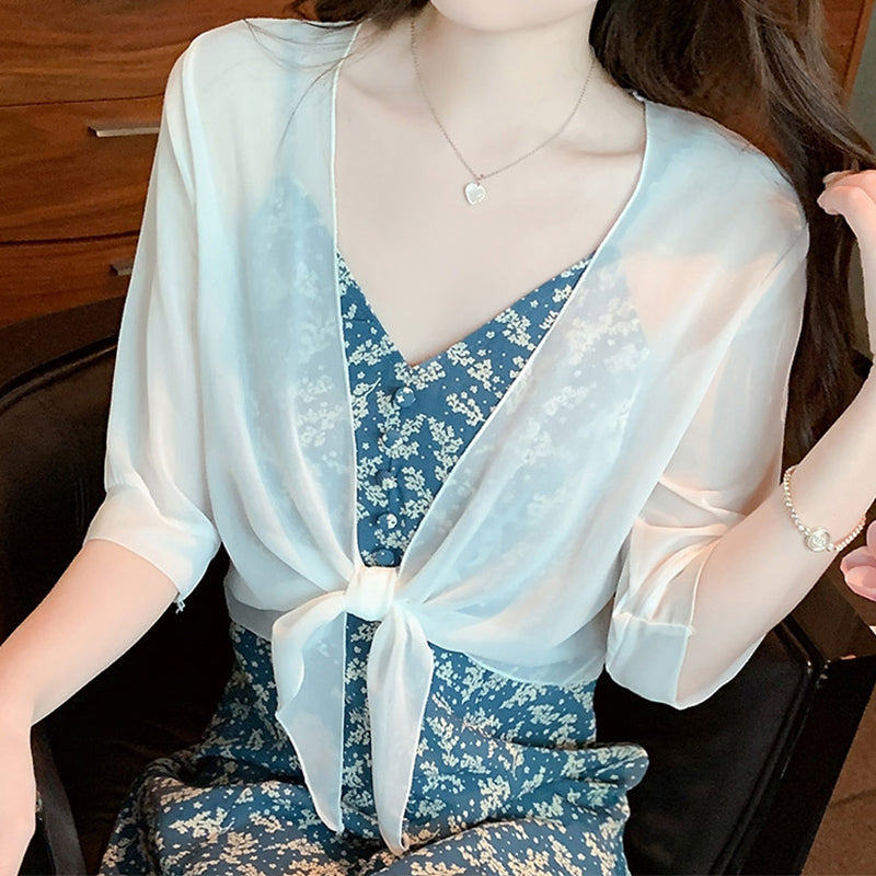 👚 60% OFF NOW! ⏳ Women's Chiffon Tie-Front Top – Summer layering essential – Lightweight, breathable & perfect for beach or brunch 🌸