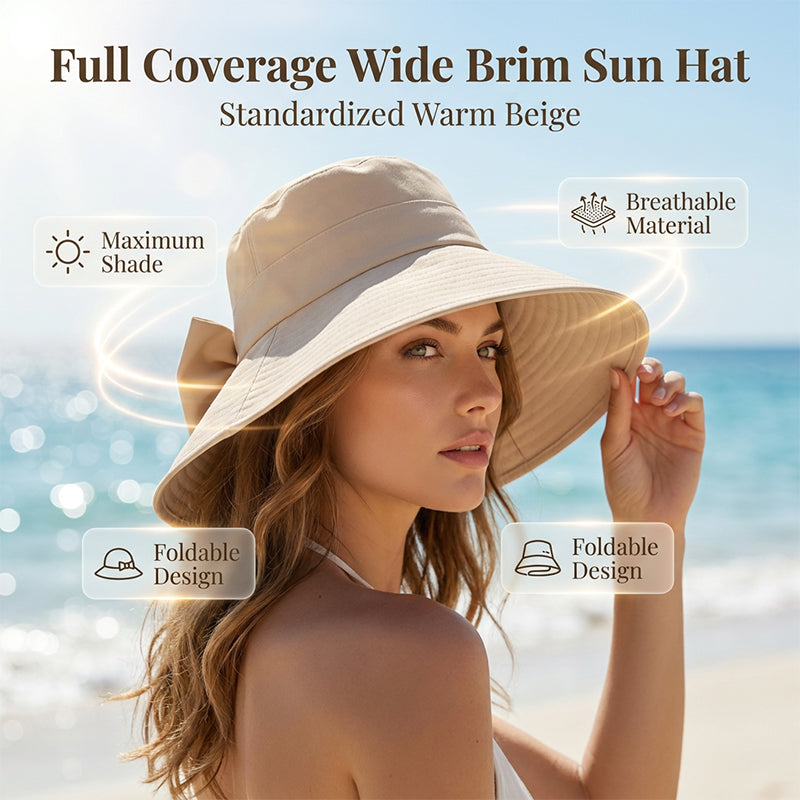 👒☀️ Chapéu feminino de aba larga proteção solar UV elegante e dobrável