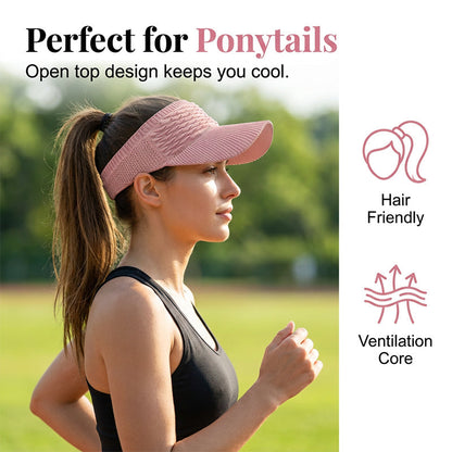 🔥Viseira Feminina para Coque Alto 🧢 Respirável, Abertura Superior e Proteção UV400 ☀️ Ideal para corrida, trilha, praia e uso diário com estilo 💁‍♀️✨