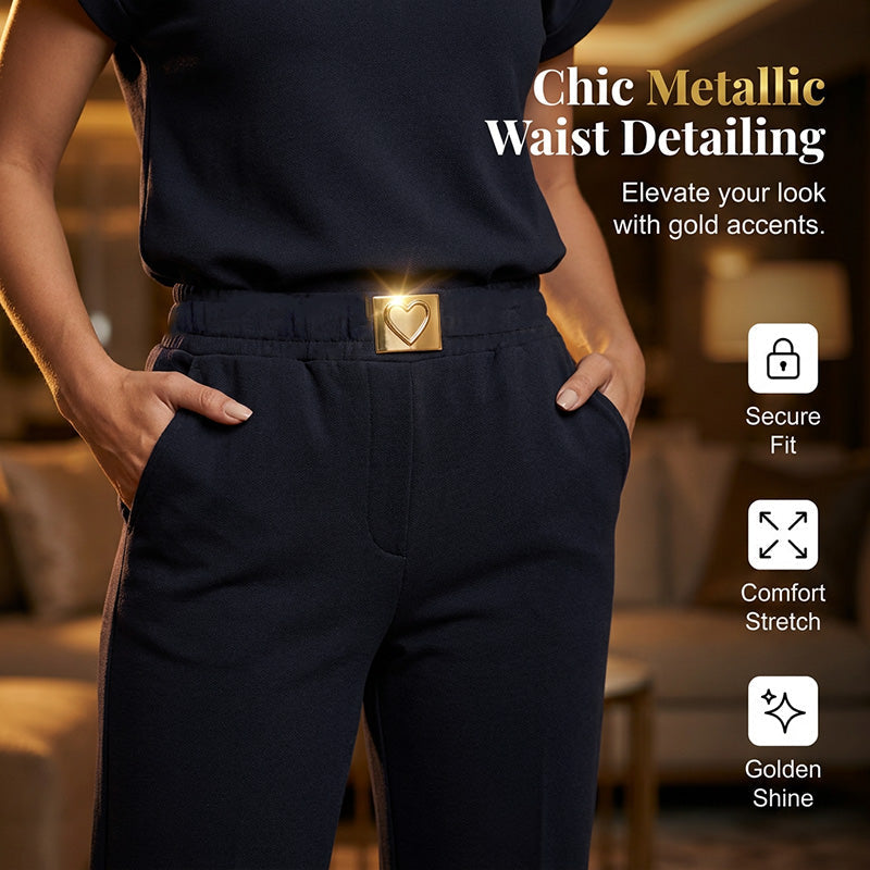 ✨👗 Conjunto feminino elegante de duas peças com calça pantalona sofisticada e confortável