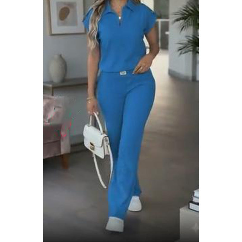 ✨👗 Conjunto feminino elegante de duas peças com calça pantalona sofisticada e confortável