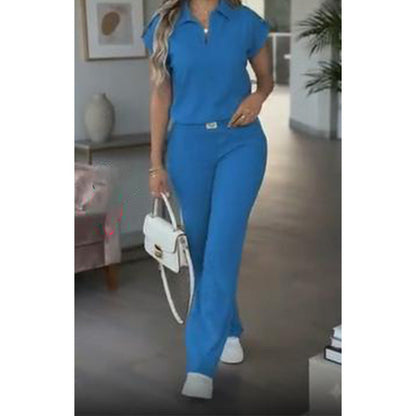 ✨👗 Conjunto feminino elegante de duas peças com calça pantalona sofisticada e confortável