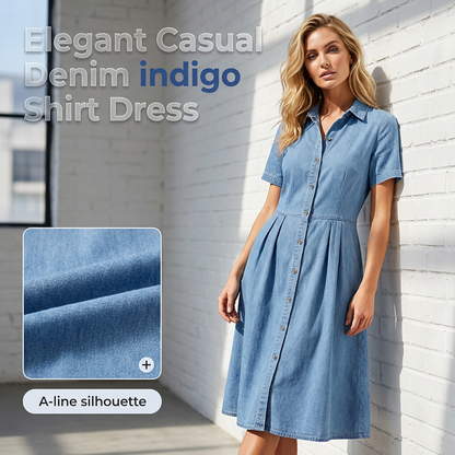 ✨👗 Vestido camisa jeans feminino elegante e casual confortável para o dia a dia