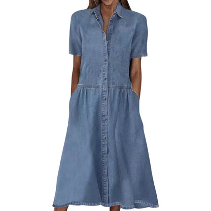 ✨👗 Vestido camisa jeans feminino elegante e casual confortável para o dia a dia