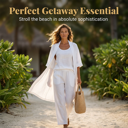 ✨🌴 Conjunto feminino 3 peças elegante para resort leve e confortável para viagem