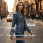 Jaqueta jeans feminina com babados e abertura na frente – Leve, feminina e versátil – chique para qualquer look 👗