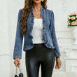 Jaqueta jeans feminina com babados e abertura na frente – Leve, feminina e versátil – chique para qualquer look 👗