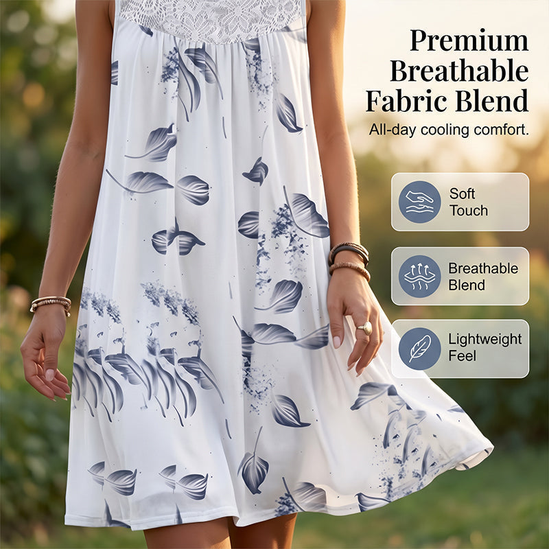 Vestido sin mangas con cuello redondo y estampado para mujer