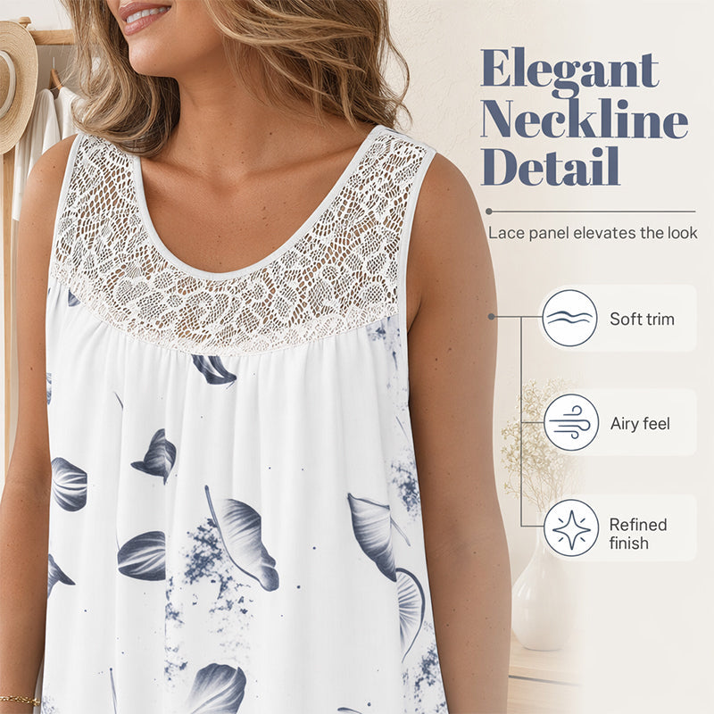 Vestido sin mangas con cuello redondo y estampado para mujer
