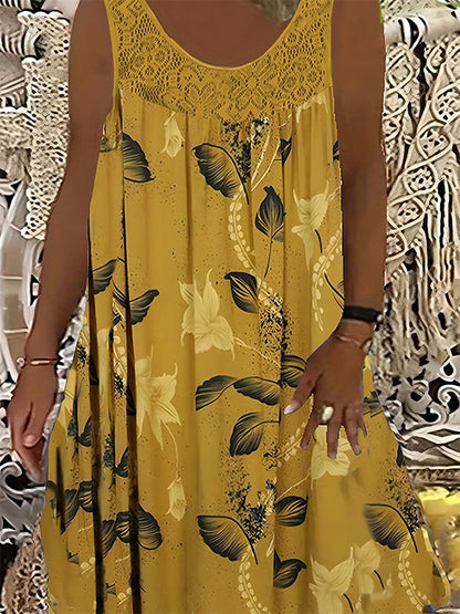 Vestido sin mangas con cuello redondo y estampado para mujer