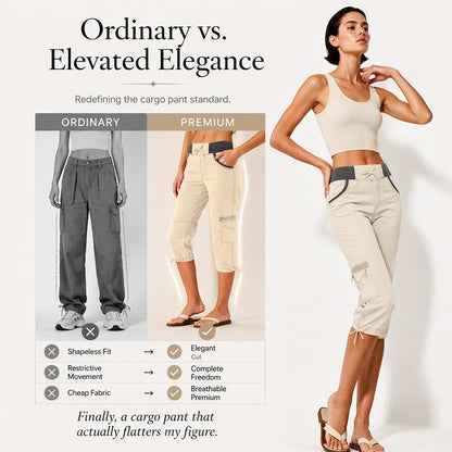👖🔥 ¡OFERTA 50% OFF! Pantalones Capri Cargo de Cintura Alta para Mujer – Cómodos, Elegantes y Perfectos para un Look Casual ✨