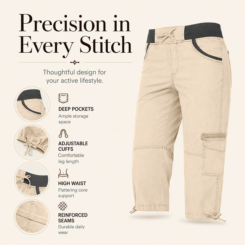 👖🔥 ¡OFERTA 50% OFF! Pantalones Capri Cargo de Cintura Alta para Mujer – Cómodos, Elegantes y Perfectos para un Look Casual ✨
