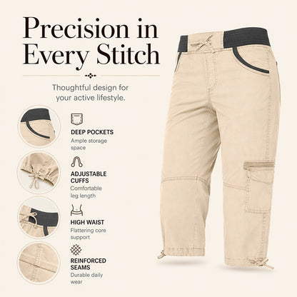 👖🔥 ¡OFERTA 50% OFF! Pantalones Capri Cargo de Cintura Alta para Mujer – Cómodos, Elegantes y Perfectos para un Look Casual ✨