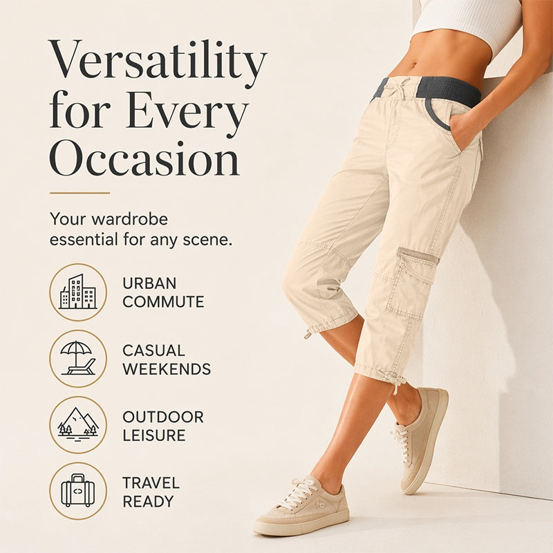 👖🔥 ¡OFERTA 50% OFF! Pantalones Capri Cargo de Cintura Alta para Mujer – Cómodos, Elegantes y Perfectos para un Look Casual ✨