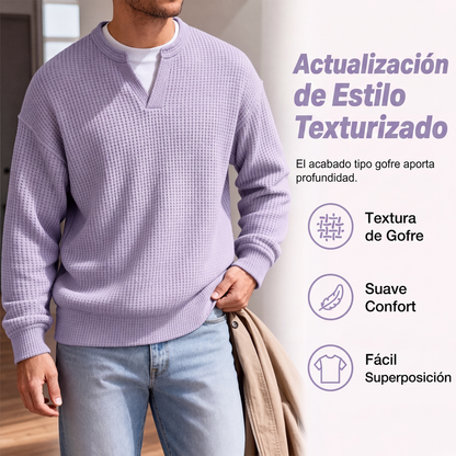 🏆👕Mejor Valorado - Camiseta Manga Larga Gofrada Hombre